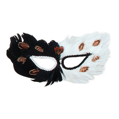 Feather Eye Mask Black White Masks Unisex_1