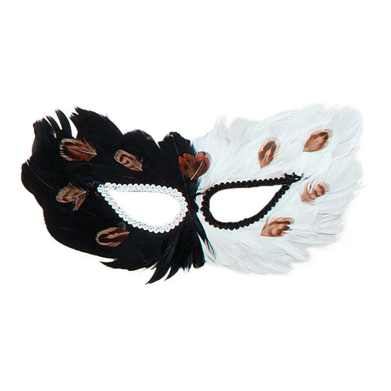 Feather Eye Mask Black White Masks Unisex_1