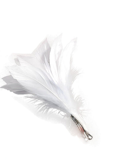 Feather Hair Clip White Costume Accessory_1