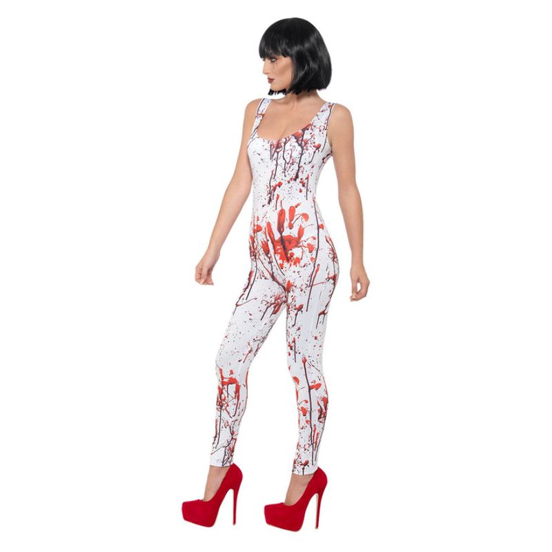 Fever Blood Splatter Costume White & Red Adult_3