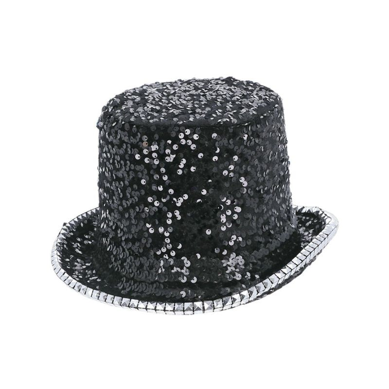 Fever Deluxe Felt & Sequin Top Hat Black Adult_1