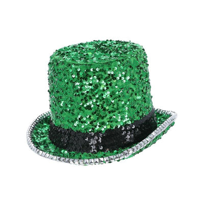 Fever Deluxe Felt & Sequin Top Hat Green Adult_1