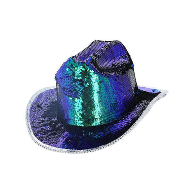 Fever Deluxe Sequin Cowgirl Hat Iridescent Green Adult_1