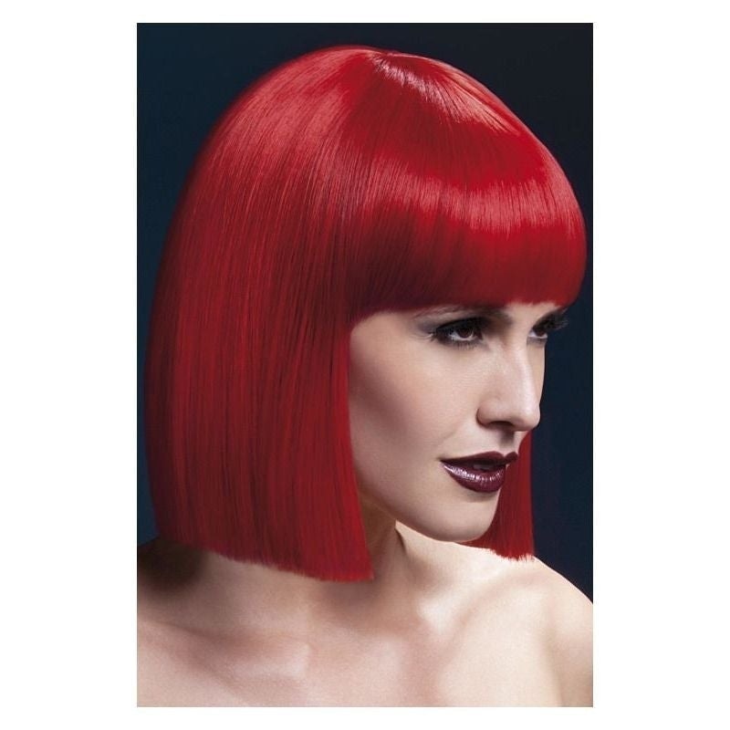 Fever Lola Wig Adult Red Bob Fringe 12 inch_2