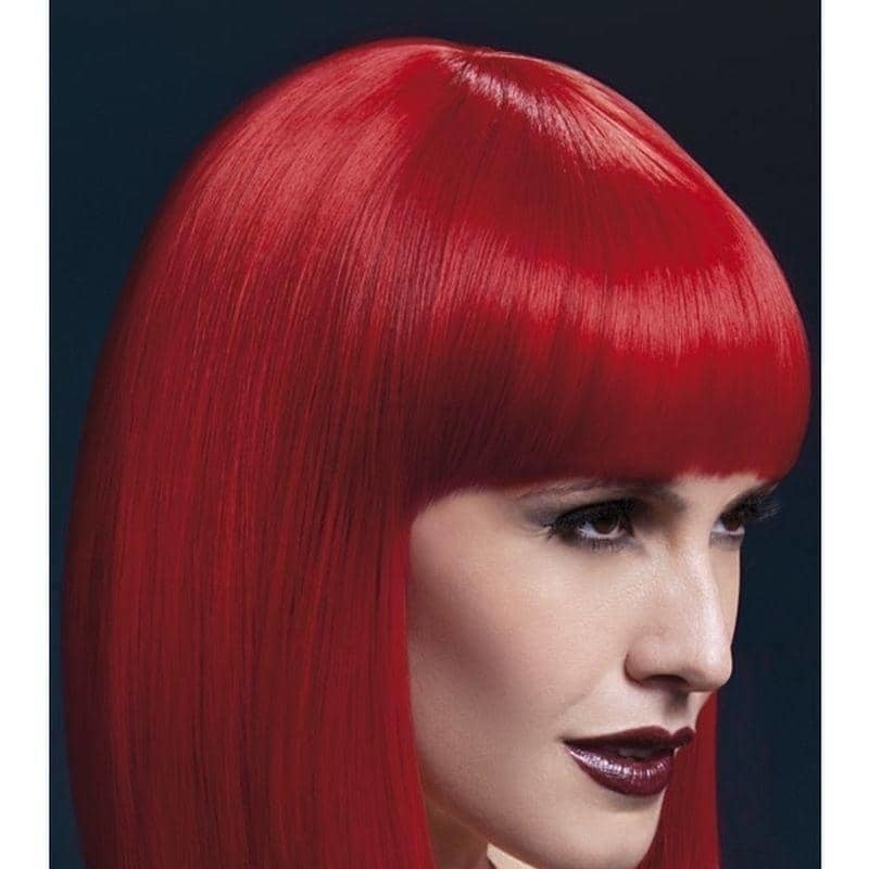 Fever Lola Wig Adult Red Bob Fringe 12 inch_1