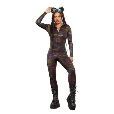 Fever Miss Whiplash Geometric Print Catsuit_1