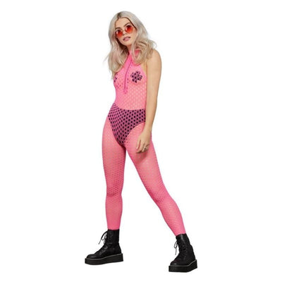 Fever Sleeveless Zipped Bodystocking Neon Pink_1