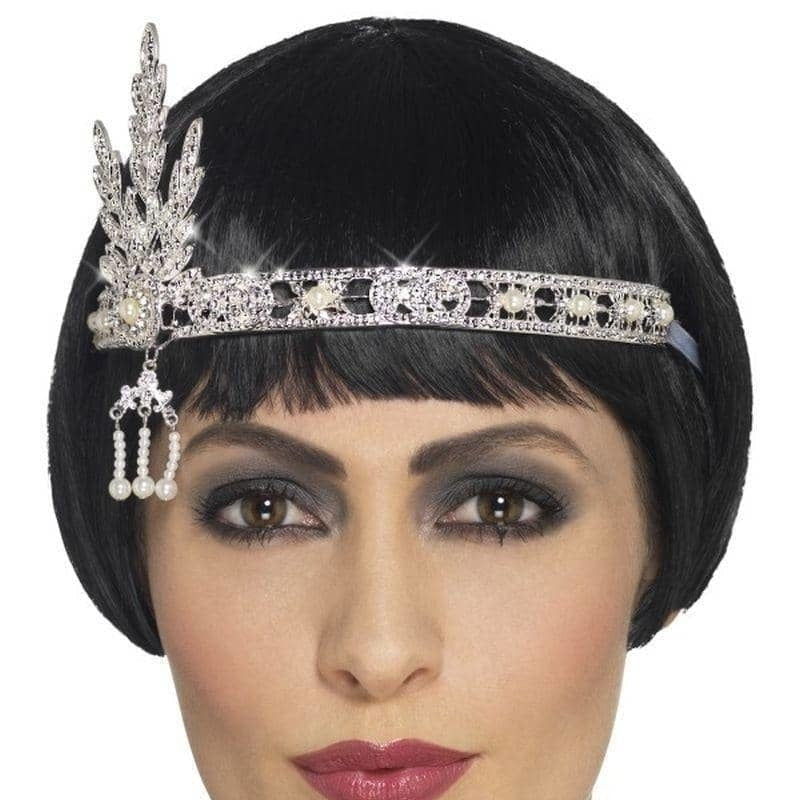 Flapper Jewel Headband Adult Silver_1