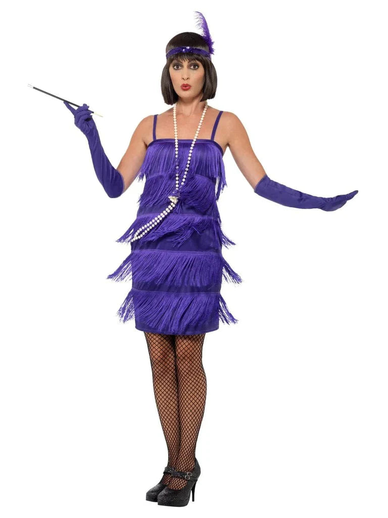 Flapper Dress Costume Adult Purple Headband Gloves_4 sm-45500S