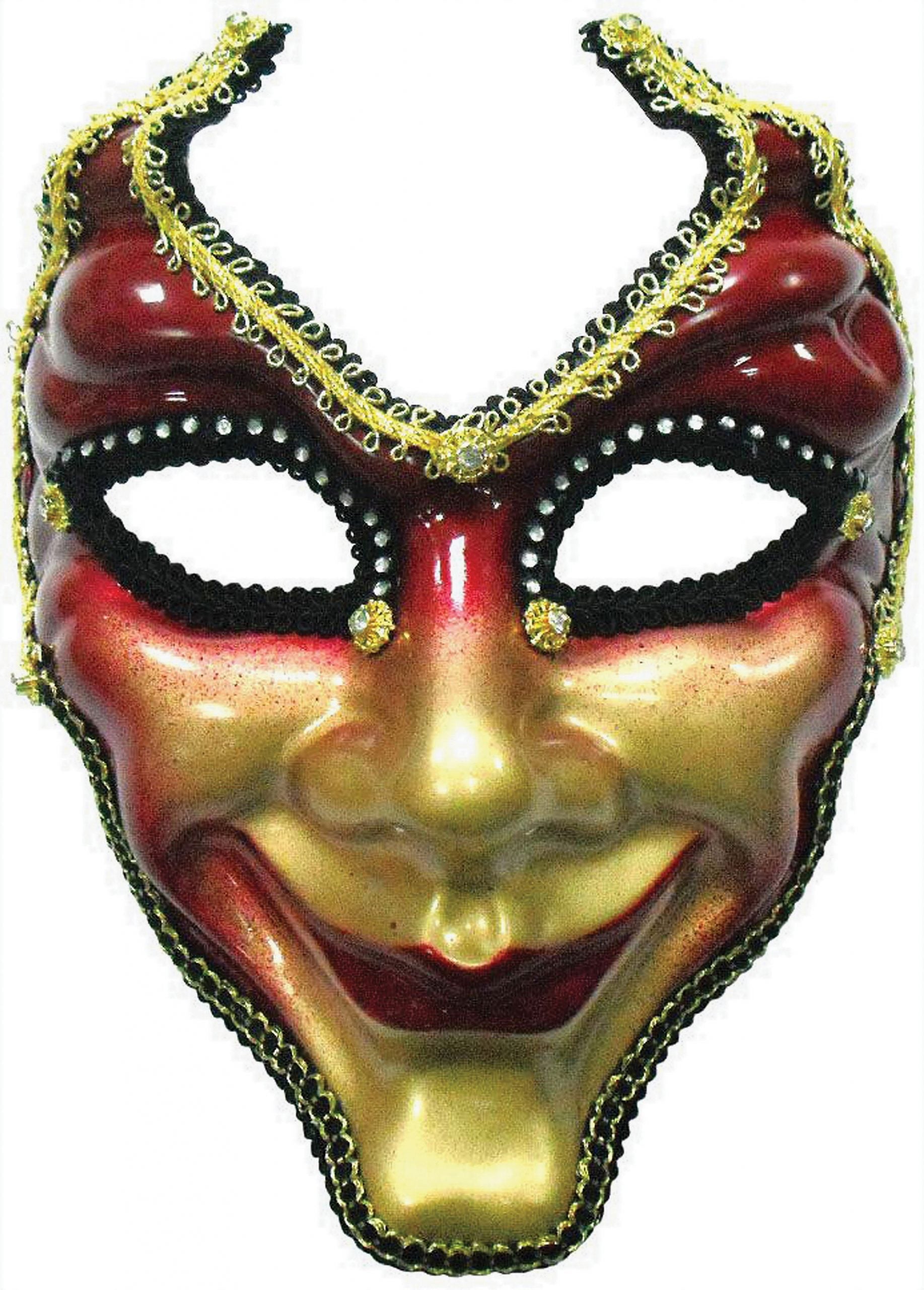 Full Face Mask Red Gold Eye Masks Unisex – Mad Distribution Costumes ...