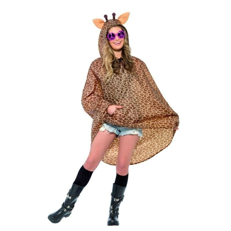 Giraffe Party Poncho Adult One Size Orange Black_2