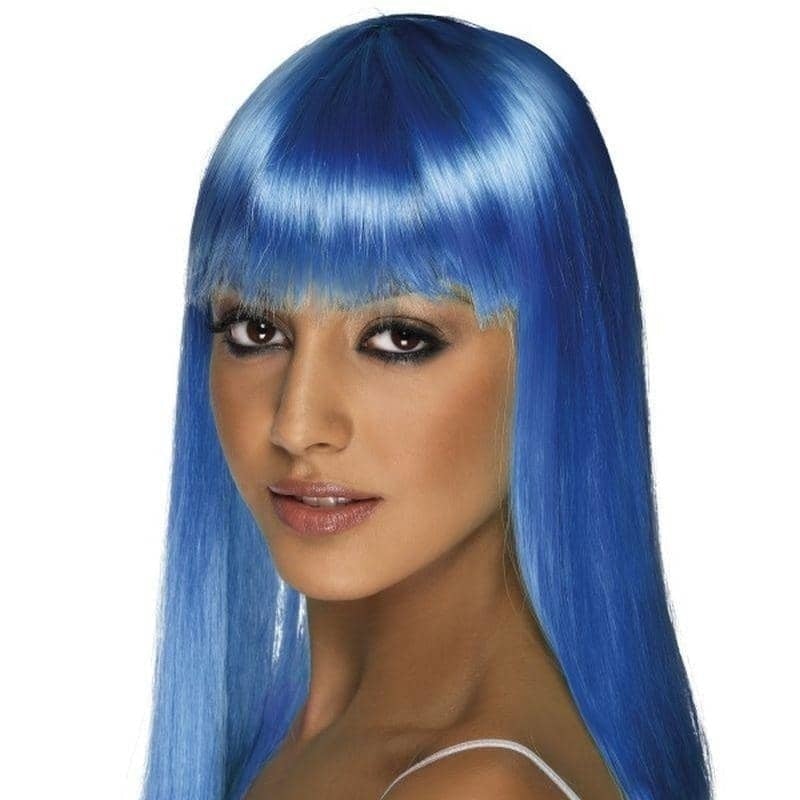 Glamourama Wig Neon Blue Long with Fringe_1