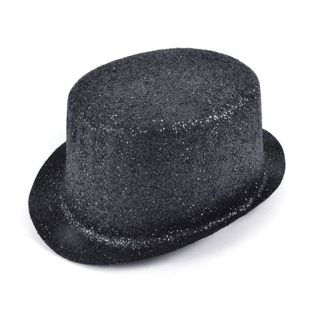 Glitter Black Topper Plastic Hat Adult Glitter Black Topper Plastic Hat Adult