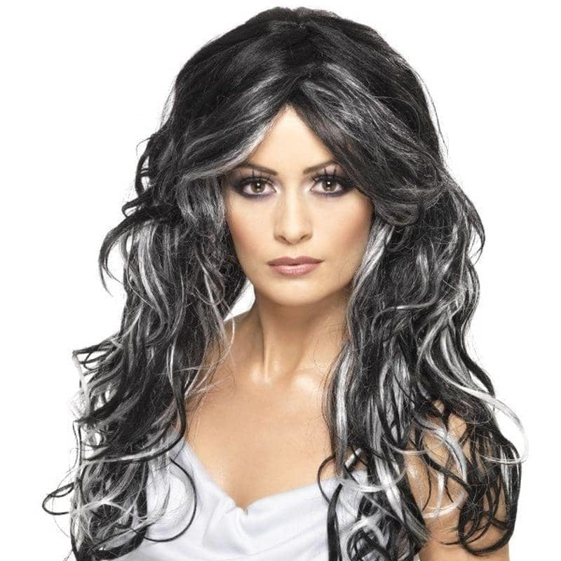 Gothic Bride Wig Adult Black White_1