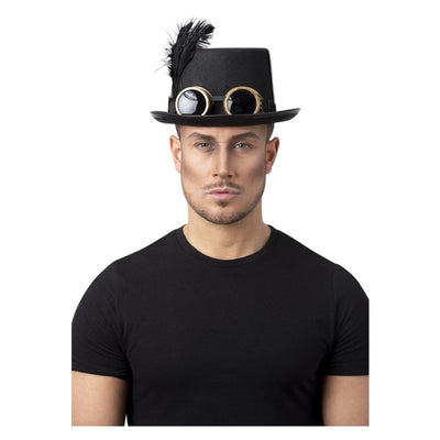 Gothic Victorian Steampunk Top Hat Adult Brown_1