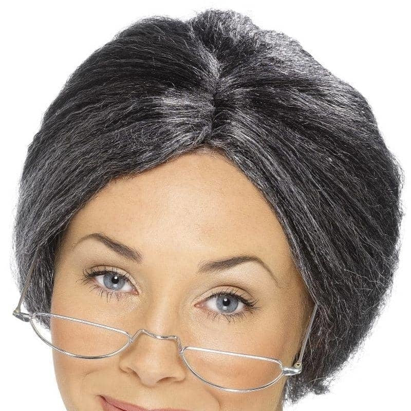 Granny Bun Wig Adult Grey_1