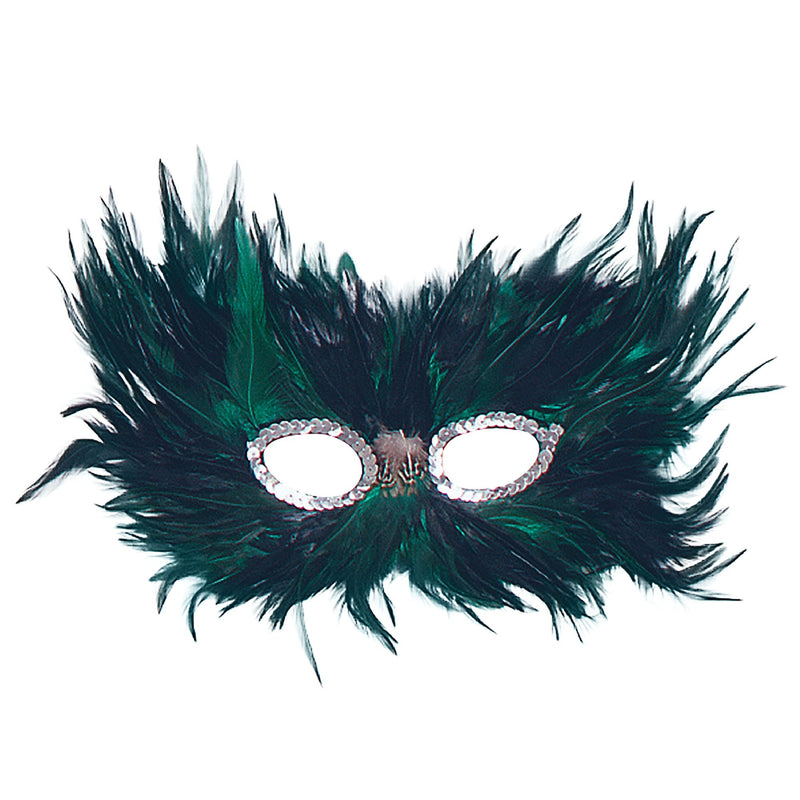 Green Black Feather Eye Masks Unisex_1