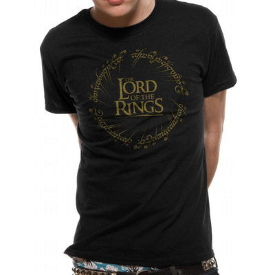 Lord Of The Rings Logo Gold Metallic T-Shirt Adult 1