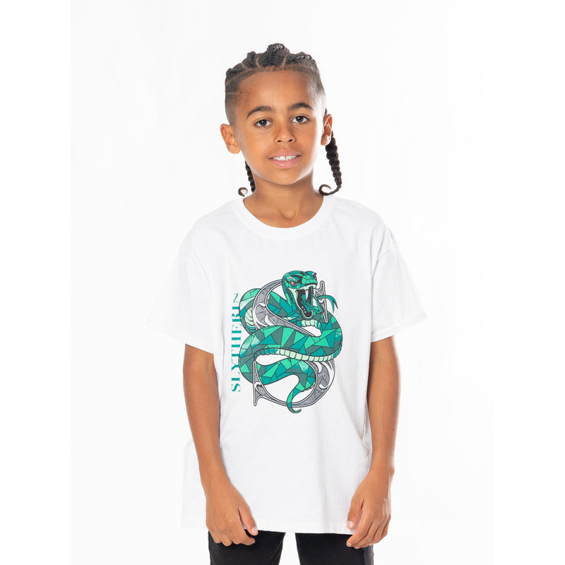 Harry Potter Kids White Slytherin Mosaic T-Shirt_1