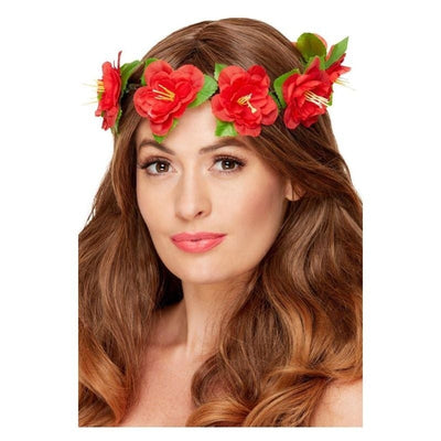 Hawaiian Flower Crown Red Costume Accessory_1