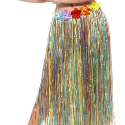 Hawaiian Hula Skirt With Flowers Adult Multi Coloured_1