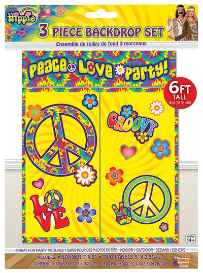 Hippie Decor Backdrop Set 3pc 6&#39; Tall Party Goods Unisex_1