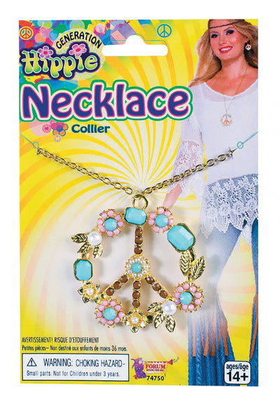 Hippy Peace Sign Necklace Costume Accessories Female_1