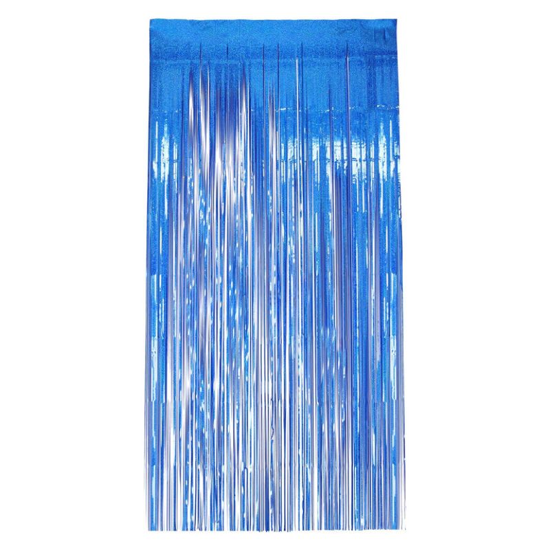 Holographic Foil Curtain Backdrop Blue Adult_1