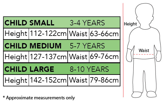 Size Chart Hulk Child Costume with Mask Avengers Classic