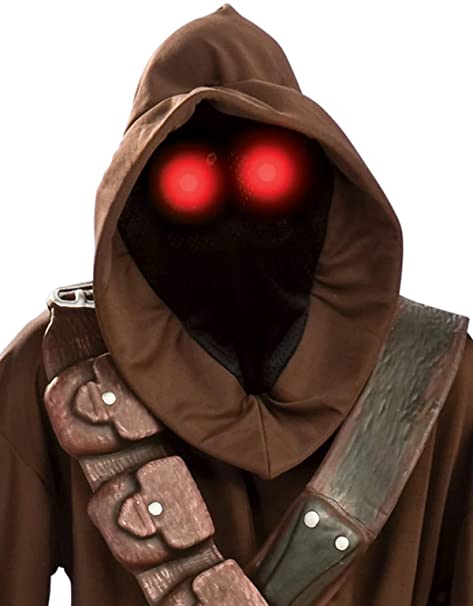 Jawa Costume Hooded Brown Robe Light Up Eyes Star Wars_2