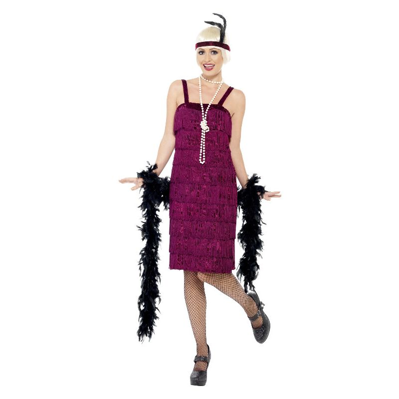 Jazz Flapper Costume Burgundy Adult_1