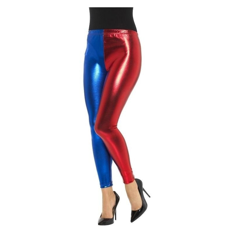 Jester Cosplay Leggings Metallic Adult Blue Red_2