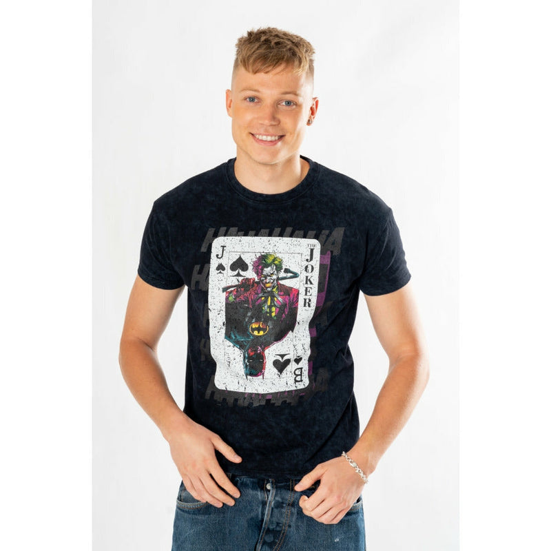 Joker Adult Unisex Acid Wash Playing Card T-Shirt DC_2