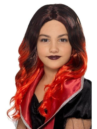 Kids Witch Wig Child Black Red_1