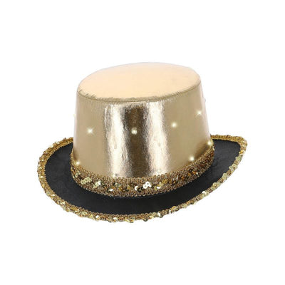 LED Light Up Metallic Top Hat Gold Adult_1