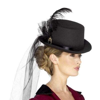 Ladies Deluxe Victorian Top Hat Adult Black_1