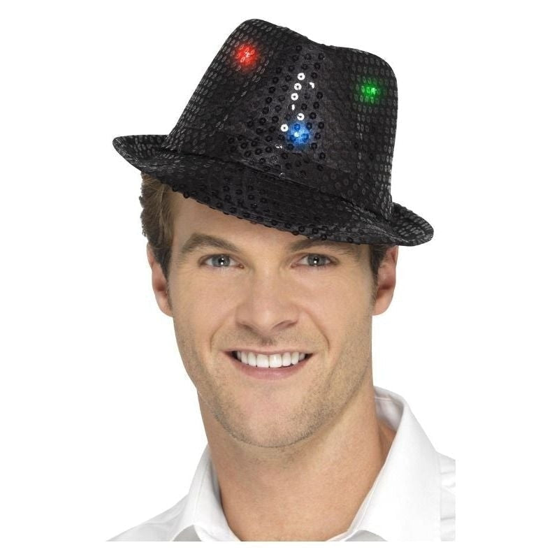 Size Chart Light Up Sequin Trilby Hat Adult Black