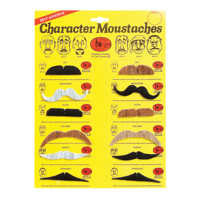 Mens Moustaches 5 Colours 6 Assorted and Beards Male 12 On Card Halloween Costume_1 MB022