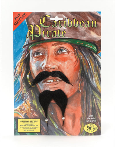Mens Caribbean Pirate Beard & Tash Moustaches and Beards Male Halloween Costume_1 MB077