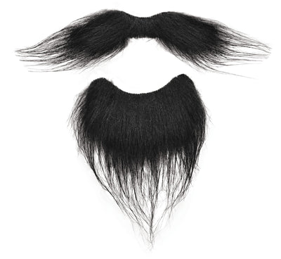 Mens Beard + Tash Set Black Moustaches and Beards Male Halloween Costume_1 MB095