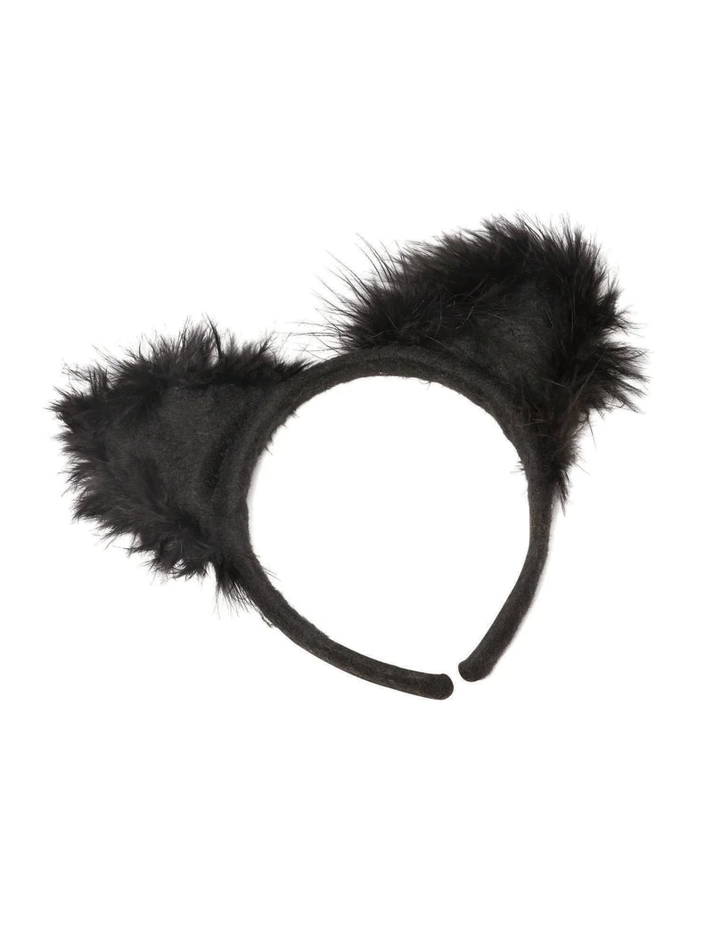 Womens Cat Ears With Marabou On Band Miscellaneous Disguises Female Halloween Costume