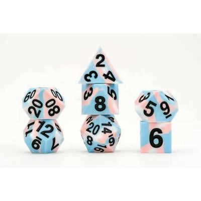FanRoll: Gaymers Pride: 16mm Pride Sharp Edge Silicone Rubber Poly Dice Set - Transgender
