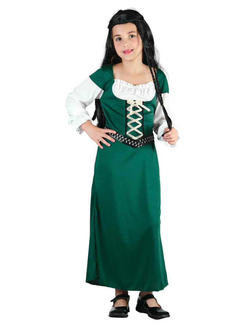 Maid Marion Kids Costume Green Dress_1