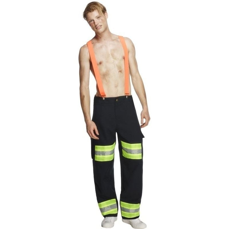 Male Firefighter Costume Fever Adult Blue Orange_2