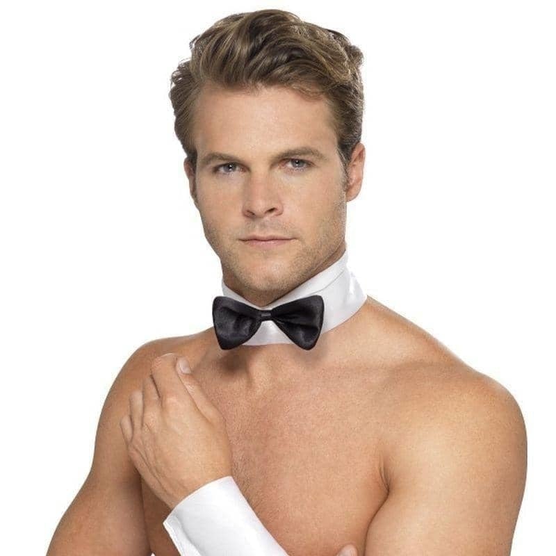 Male Stripper Kit Adult Black Collar Bow-Tie Cuffs_1