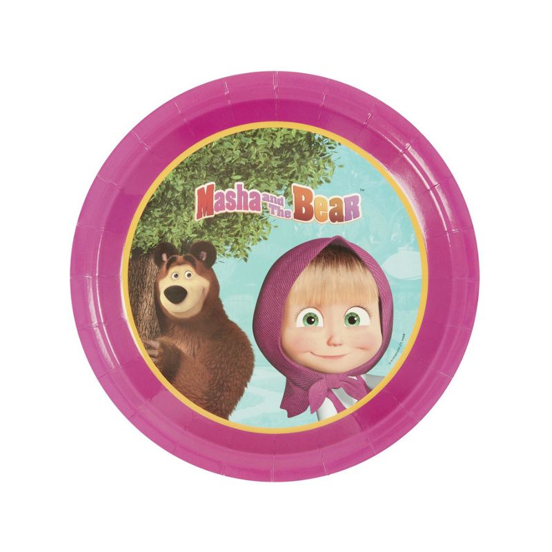 Masha and The Bear Tableware Party Plates x8 Child Pink Purple_1