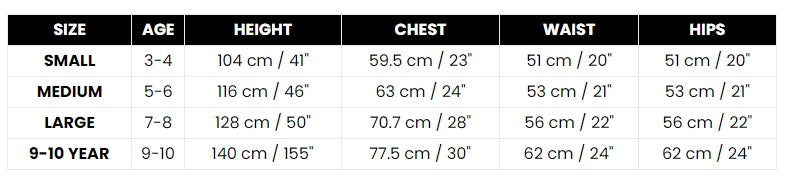 Size Chart Medieval King Boys Costume