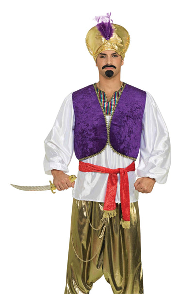 Mens Desert Prince Shirt +vest Purple Adult Costume Male Halloween_1