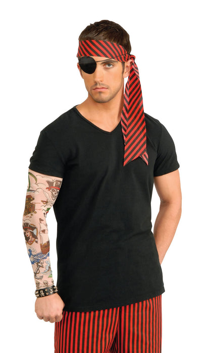 Mens Pirate Tattoo Sleeve Costume Accessories Male Halloween_1