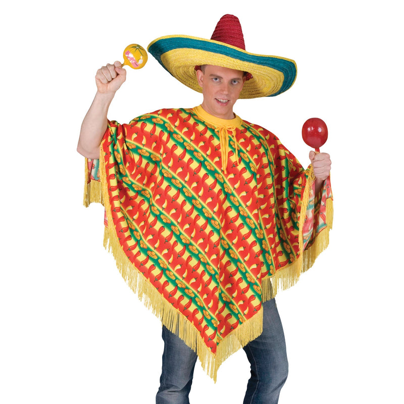 Mens Poncho Chilli Print Ff Adult Costume Male Halloween_1